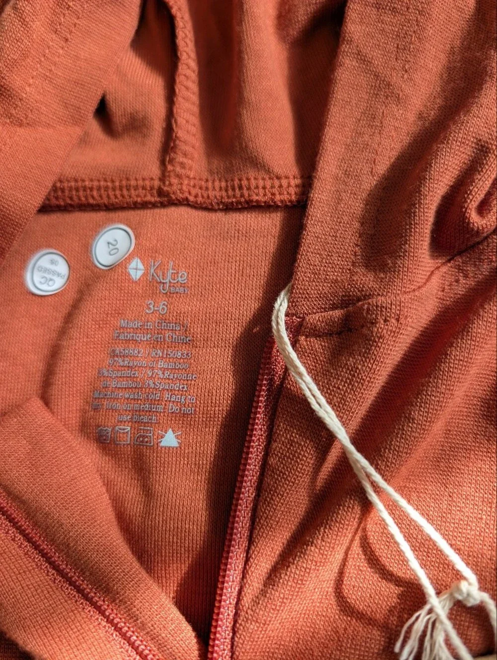 Kyte Baby Bamboo Jersey Rust Orange Hooded One-Piece Romper 3-6 Months